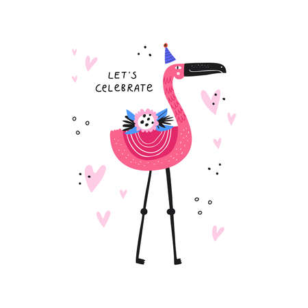 Kids birthday flat vector greetingのイラスト素材