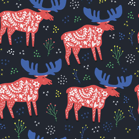 Cute moose scandinavian style vectorのイラスト素材