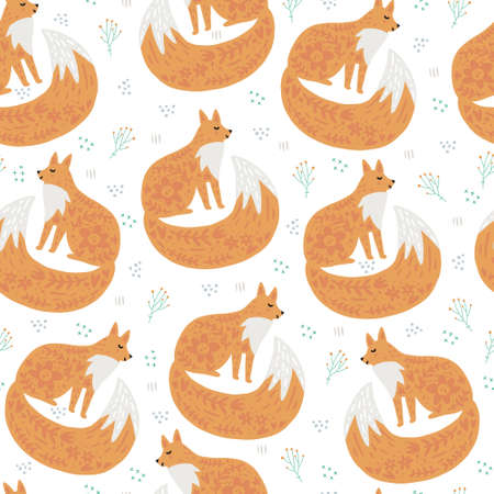 Cute fox scandinavian style vectorのイラスト素材