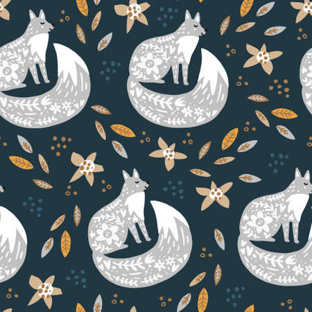 Polar fox scandinavian style vectorのイラスト素材