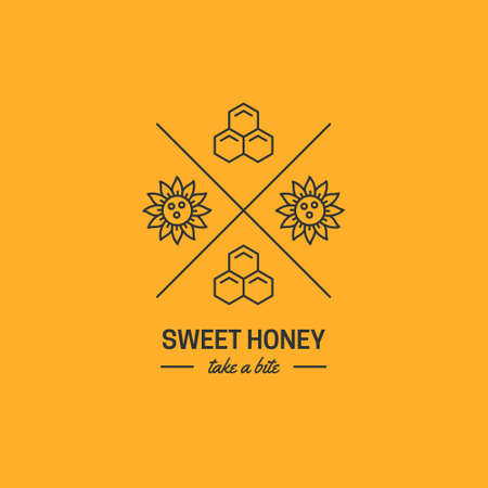 Organic honey shop linearのイラスト素材
