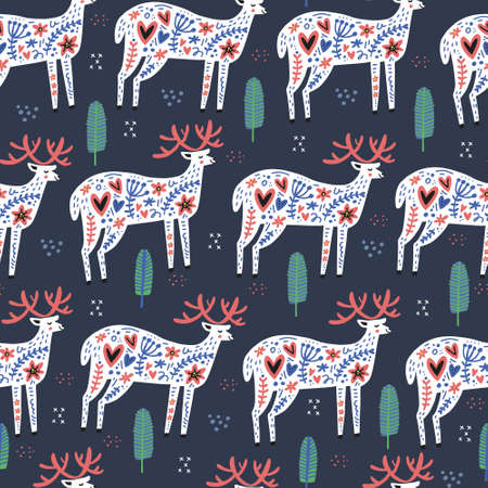 Cute reindeer scandinavian style vectorのイラスト素材