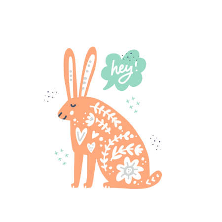 Orange hare hand drawn illustrationのイラスト素材