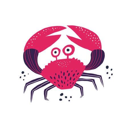 Funny red crab hand drawnのイラスト素材