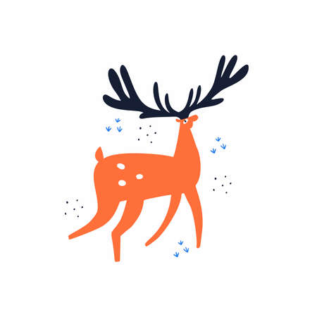 Cute deer hand drawn flatのイラスト素材