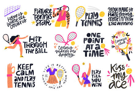 Tennis quotes, positive credos handのイラスト素材