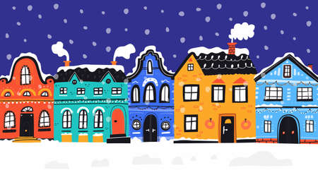 Old European city in winterのイラスト素材