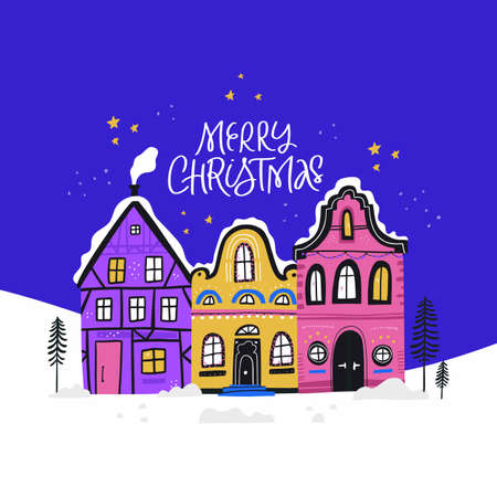 Merry Christmas Scandi style socialのイラスト素材