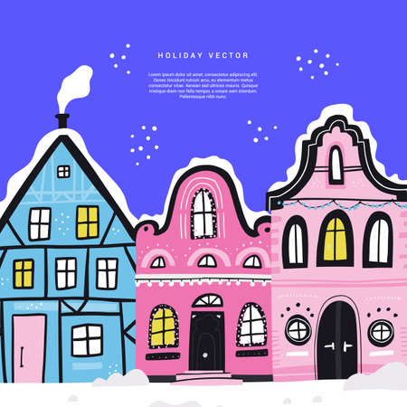 Winter holidays flat vector invitationのイラスト素材