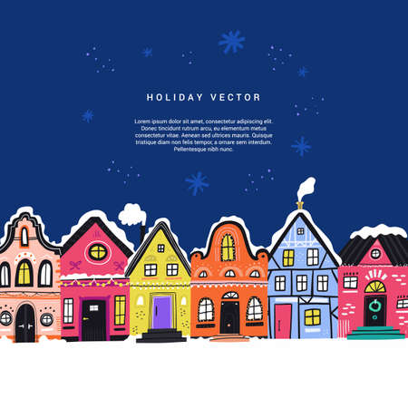 Winter holidays in Europe flatのイラスト素材