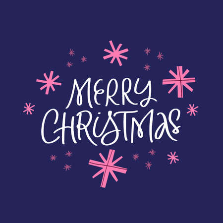 Merry Christmas white ink flatのイラスト素材