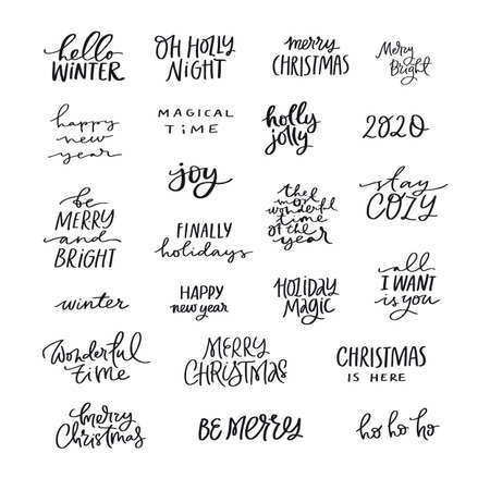 Winter holidays vector black inkのイラスト素材