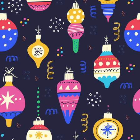 Christmas tree toys flat vectorのイラスト素材