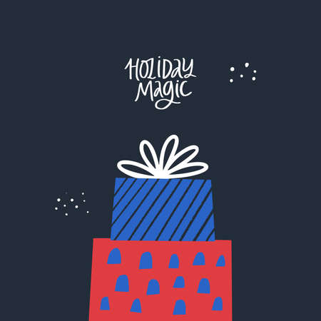 Holiday magic stylish flat greetingのイラスト素材