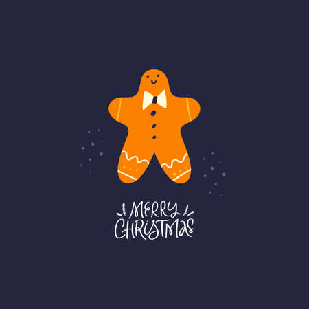 Merry Xmas flat vector greetingのイラスト素材
