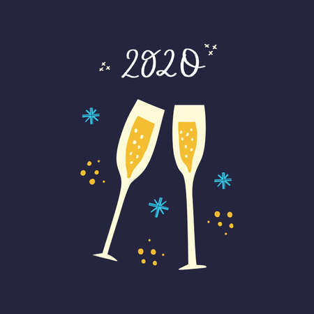 New Year 2020 flat vectorのイラスト素材