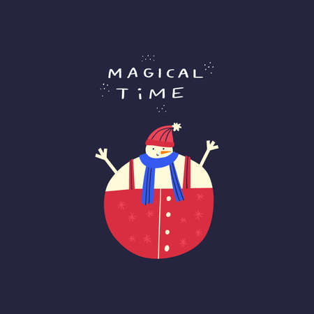 Magical time flat winter greetingのイラスト素材