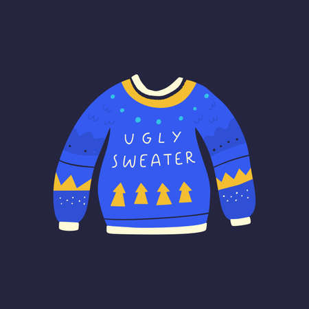 Ugly Xmas sweater funny flatのイラスト素材