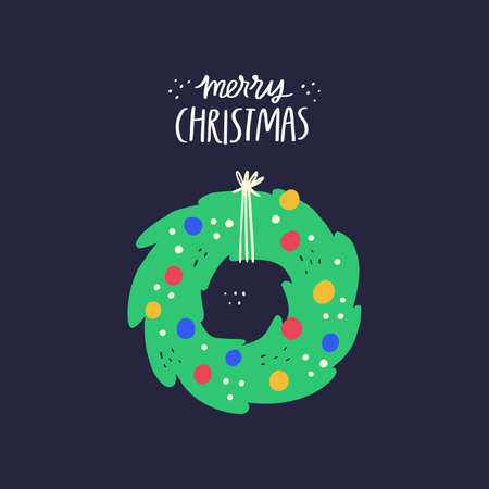 Merry Christmas flat vector greetingのイラスト素材