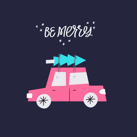Be Merry congratulation phrase flatのイラスト素材