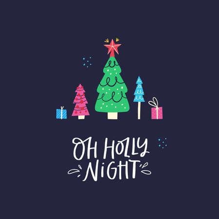 Fir trees and Christmas wishのイラスト素材