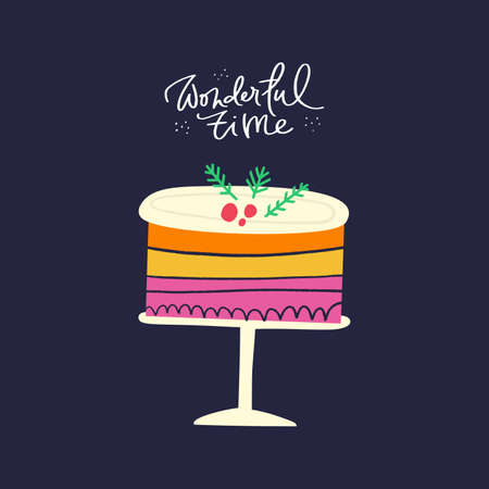 Xmas cake flat vector illustrationのイラスト素材