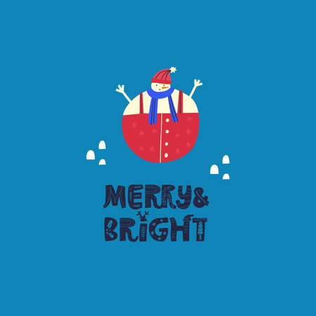 Snowman and greeting phrase flatのイラスト素材