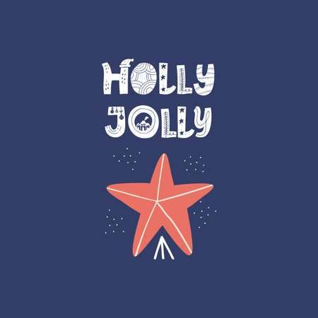 Holly Jolly congratulation phrase flatのイラスト素材