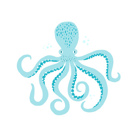 Sea life, octopus hand drawn vector illustration. Ocean wildlife, squid cartoon character. Underwater creature, animal with tentacles isolated on white background. Doodle style t shirt print designのイラスト素材