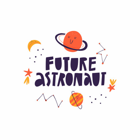 Future Astronaut cute hand drawn lettering inscription isolated on whiteのイラスト素材