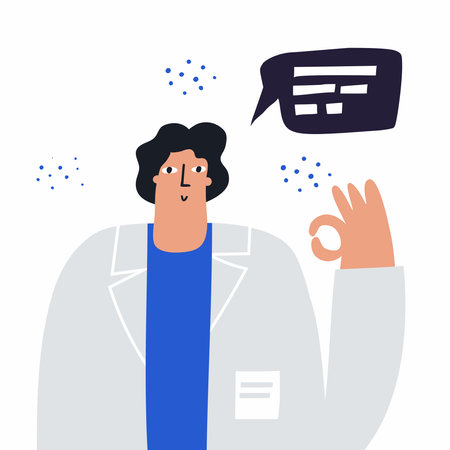 Smiling male doctor in medical uniform showing okay sign with handのイラスト素材