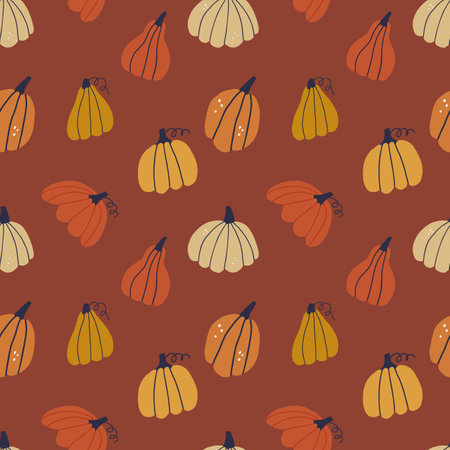 Cute and cozy autumn seamless vector patternのイラスト素材