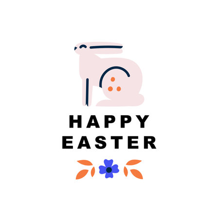 Happy Easter vector illustration concept with cute rabbit and signのイラスト素材