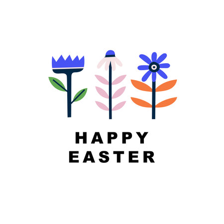 Trendy typographic vector composition with sign Happy Easter and spring related elementsのイラスト素材