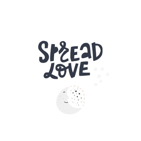 Hand drawn quote Spread love isolated on background.のイラスト素材