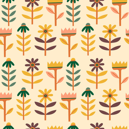 A vibrant vector floral pattern in bright and cheerful colorsのイラスト素材