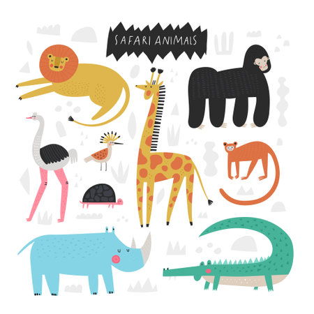 Vector collection set of cartoon african savanna animalsのイラスト素材