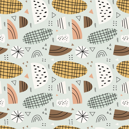 Abstract seamless pattern with hand drawn circles, semicirclesのイラスト素材