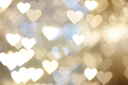 gold heart shape bokeh background