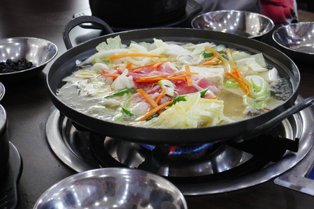 Korean Shabu Shabu in the Restaurant / South Koreaの写真素材