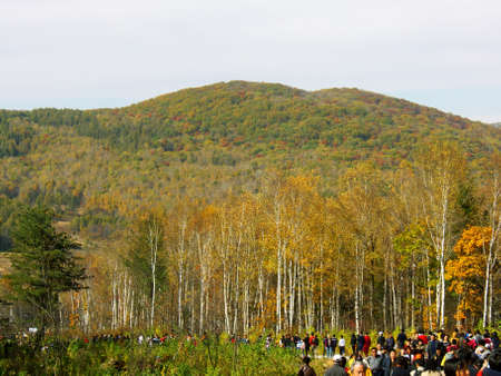 Cross mountain in autumnのeditorial素材