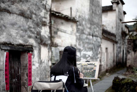 street of Yixian Xidi, Anhui, Chinaのeditorial素材