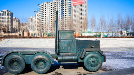 Car-themed sculpture heavy trucksのeditorial素材