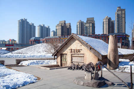 Northeast cottages of old wellsのeditorial素材