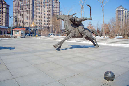 Horse sculpture on the playerのeditorial素材