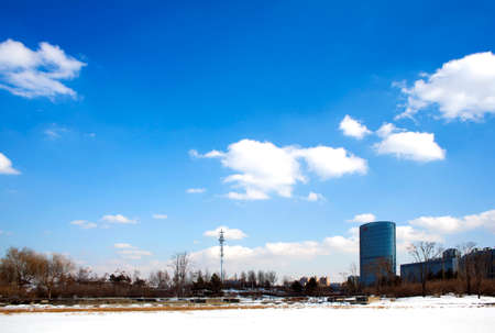 Blue sky and white cloudsのeditorial素材