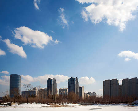 Blue sky and white cloudsのeditorial素材