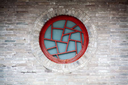 Changchun Confucian temple wall windowの写真素材