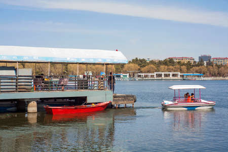 Lake view at springのeditorial素材