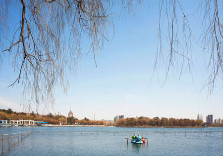 Lake view at springの写真素材